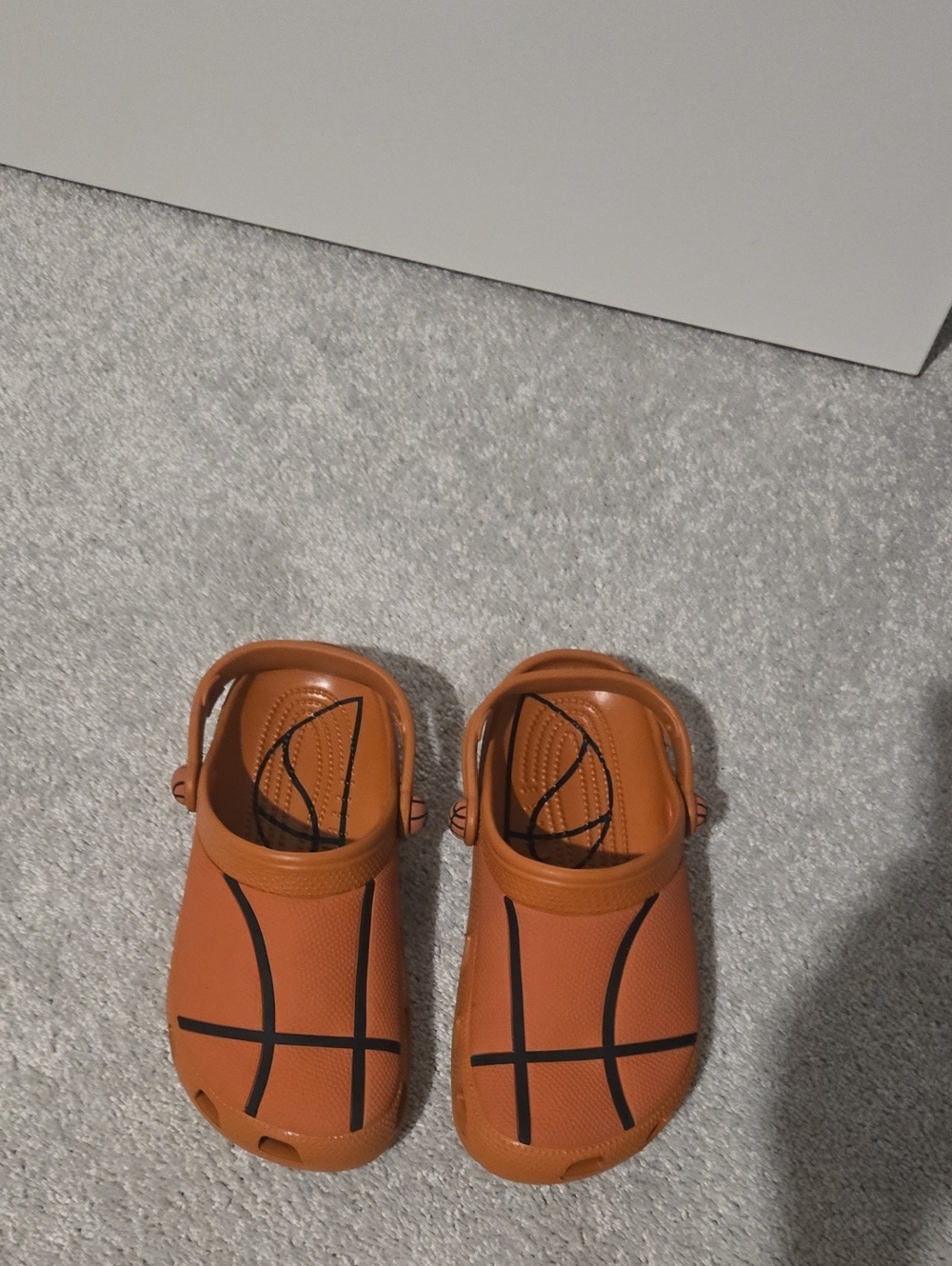 CROCS Kids Orange Basketball-Pattern Clog Sandals